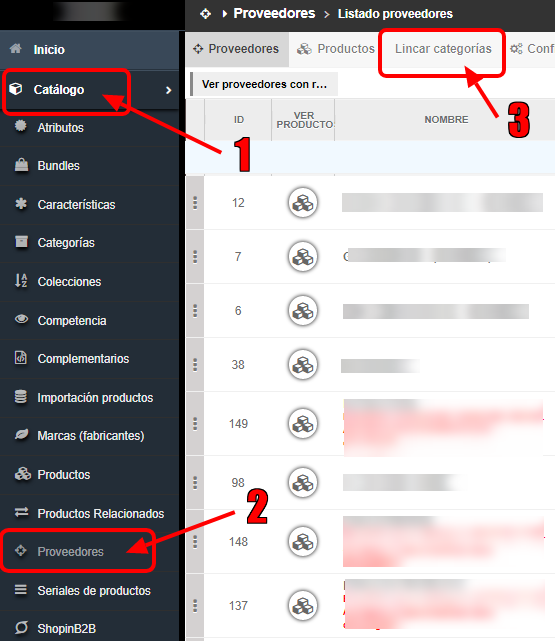 Lincar categoarias Shopincloud